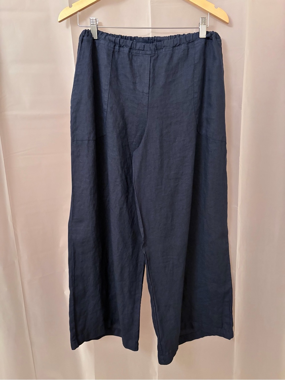 CP Shades Linen Ink Navy Wide Leg Cropped Pants
